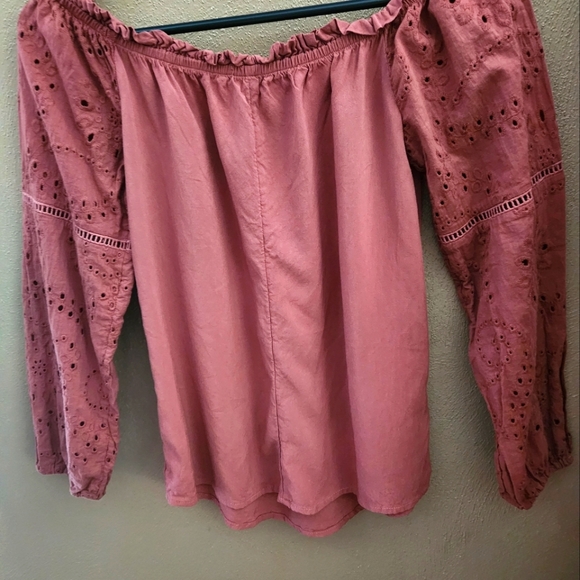 Maurice's off the shoulder Boho top-Fall rose color - Picture 6 of 7